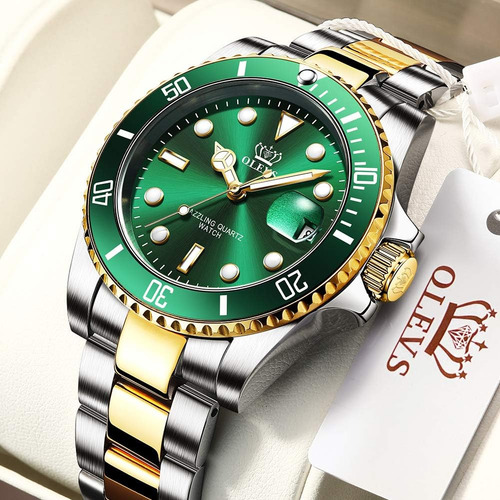 Reloj Elegante De Lujo Olevs Submariner Hulk