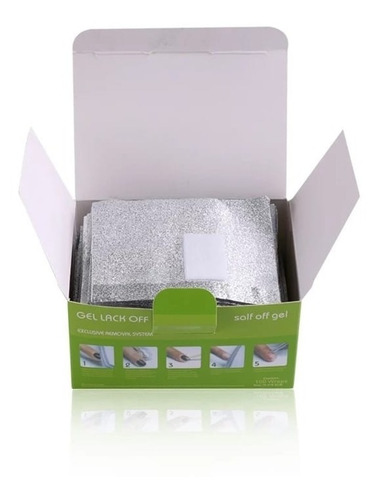 Caja Con Papel Aluminio Para Remover Gel - 100unidades