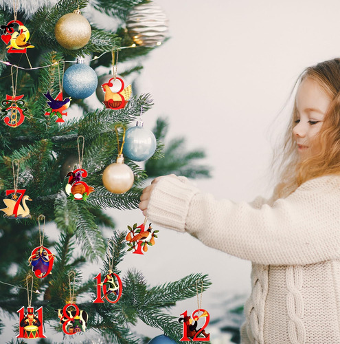 24 Piezas 12 Días De Adornos Navideños 12 Días De Navidad Ad