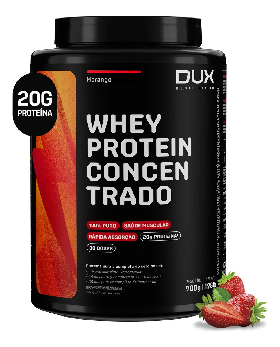 Whey Protein Proteina Concentrado 900g Chocolate Branco Dux