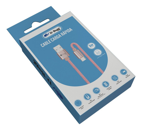 Cable Trenzado De Nylon Usb A Usb C Carga Rápida 2m Negro Rosa