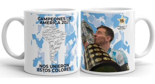 Taza Ceramica Argentina Campeón Copa America 2021 Messi