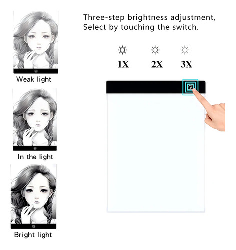 Mesa Luz Prancheta Led 3 Níveis Desenho Transposição A2 Usb