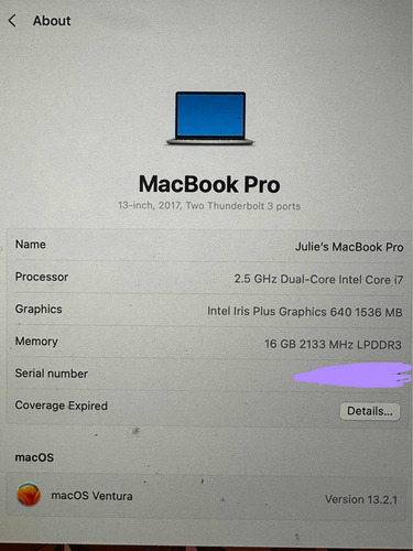 Macbook Pro 13 Retina 2017 16 Gb Ram Y 512 Gb De Memoria