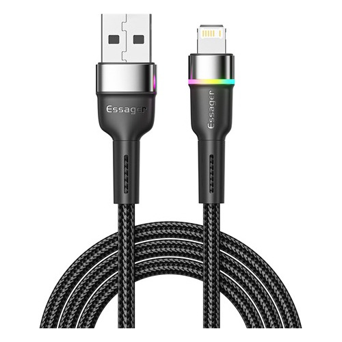 Cable Lightning Para iPhone 2.4a Carga Rápida Rgb 2m Essager