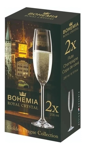 Copas De Cristal Bohemia Champagne 230 Ml Set 2 Unidades