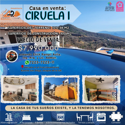 Venta Casa Ciruela I En Una De Las Zonas Más Altas Con 4 Habitaciones Y Baño Principal. Alberca Climatizada Con Jardín Enorme En Vistas Ponorámicas En Fracc Rancho San Diego Ixtapan De La Sal