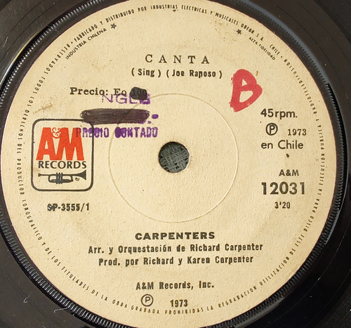 Vinilo Ep  De Carpenters -- Canta( O91-az165