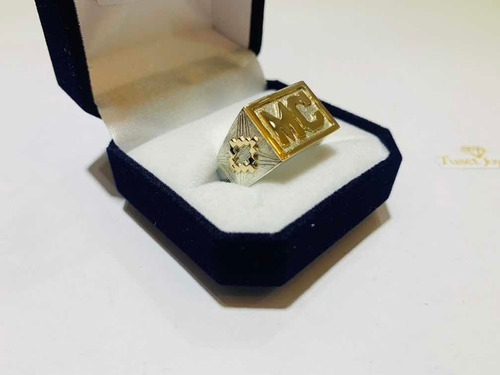 Anillo Sello Hombre Con Cruz Pampa. Plata Y Oro 10k. Tuset.