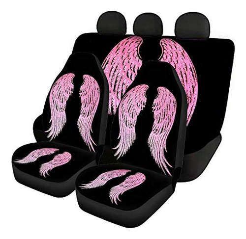 Youngerbaby Pink Angel Wings Black Car Seat Cover Full Set F