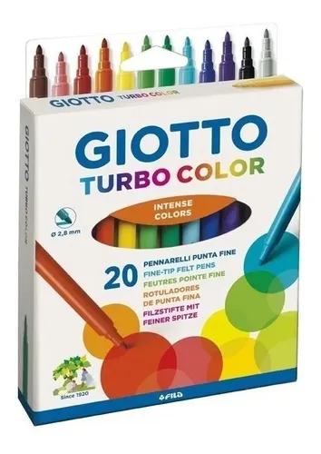 Marcadores Fibras Turbo Giotto X 20 Colores Lavables 2.8 Mm