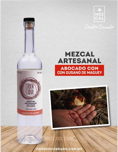 Mezcal Abocado Con Gusano De Maguey Cordón Cerrado 750 M.l.