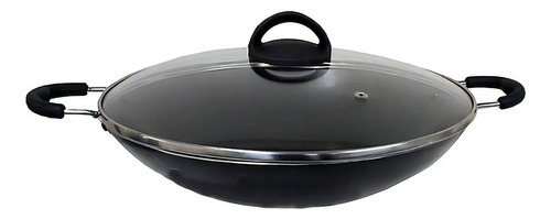 Tacho Chinês Panela Wok Alumínio Antiaderente Tampa 32cm2,5l