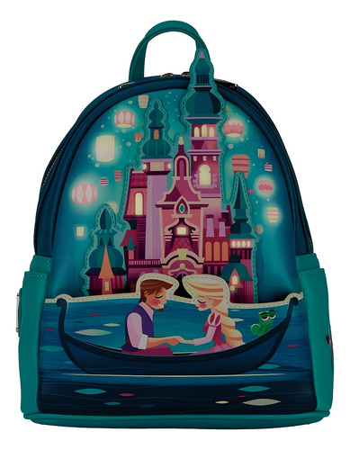 Loungefly Mini Mochila Rapunzel Castillo (tangled) Glow Color Verde