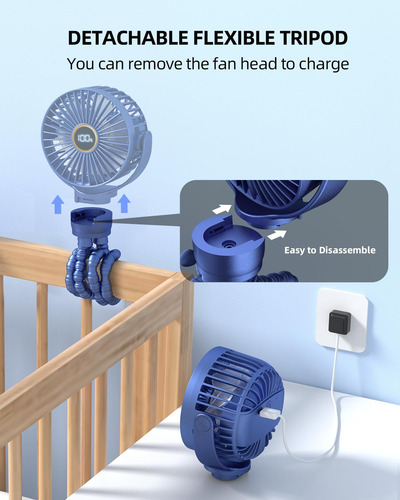 Ventilador Portátil Kidee Cochecito Bebé Mini Recargable Azul
