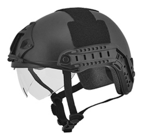 Casco Negro Airsoft Gotcha Ballistic Helmet Mira Lente Xtrmc