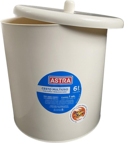 Lixeira Cesto Com Tampa 6 Litros Banheiro Cozinha Astra Cor Argila