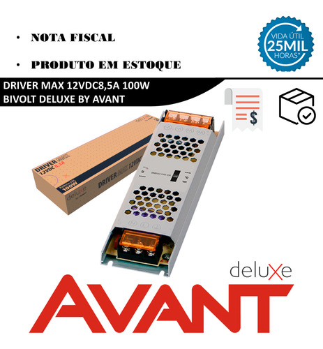 Kit 3 Fonte Driver 12v Max 100w 8,5a Bivolt Fita Led Perfil