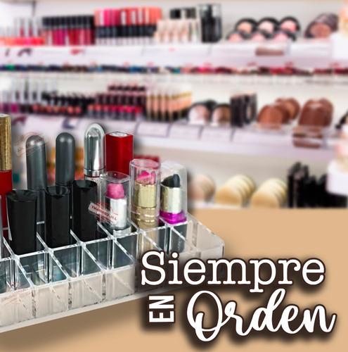 Imagen 5 de 7 de Organizador Exhibidor Maquillaje Acrilico 24 Labiales Hzh-06