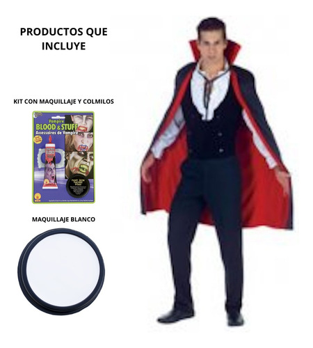 Disfraz Capa De Vampiro Adulto Con Accesorios