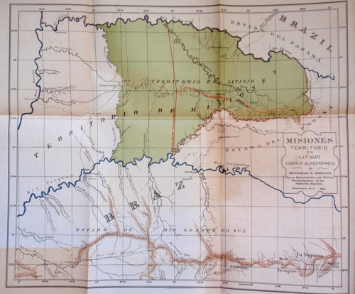 Mapa Provincia De Misiones Argentina Litigio Zeballos 1894