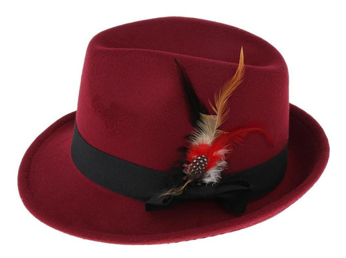 Sombrero Fedora Con Bowknot Feather Panama Gangster Cap