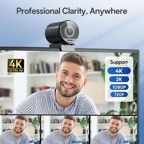 Camara Web Emeet S800 4k Con Tripode Ajustable Y Audio Claro