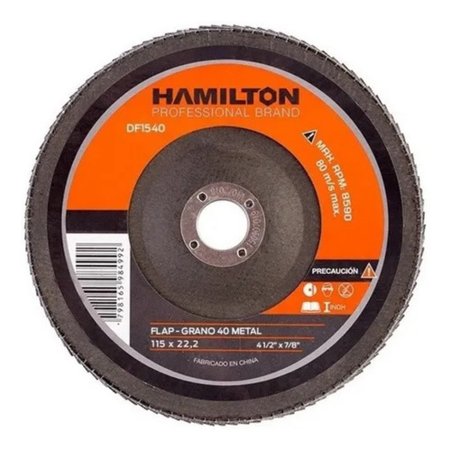 Disco Abrasivo Flap 115mm Hamilton Df1540 Grano 40