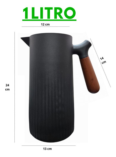 Garrafa Térmica 1l Vácuo Café Chá Cabo Imita Madeira 12hrs
