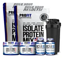 Comprar Kit 2 Whey Isolado Profit 900g + 2 Bcaa 2 Creatina 2 Shaker Sabor Baunilha