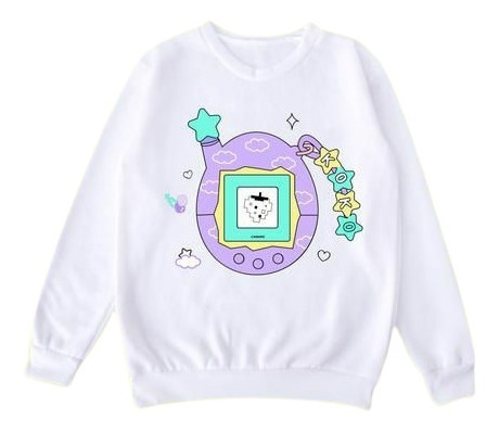 Suéter Tamagotchi Solo En Blanco Unisex 