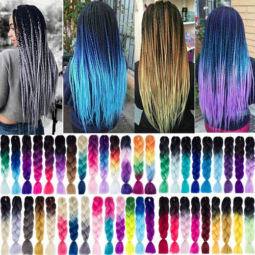 Imagen 8 de 10 de Negro + Plata Ceniza 1pc 100g Trenzado Cabello Alta Temperat