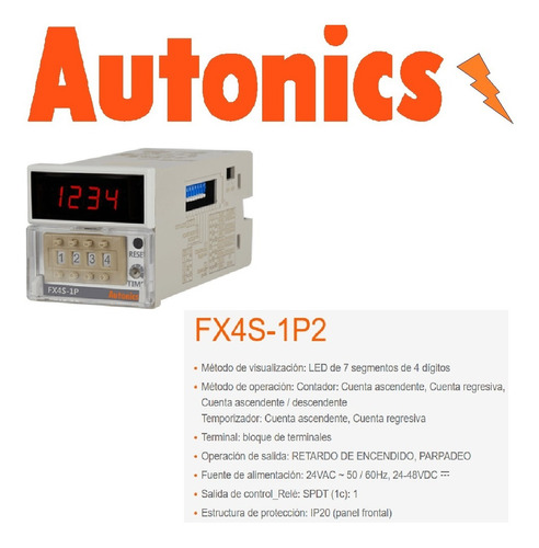 Autonics Fx4s-1p2 Contador 24vac ~ 50 / 60hz, 24-48vdc