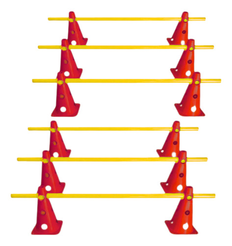 12 Conos Con Huecos De Entrenamiento Deportivo + 6 Bastones 