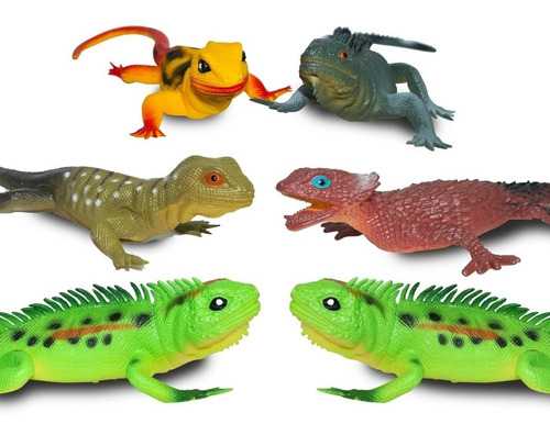 Iguanas De Plastico Juguete Replica Set Completo