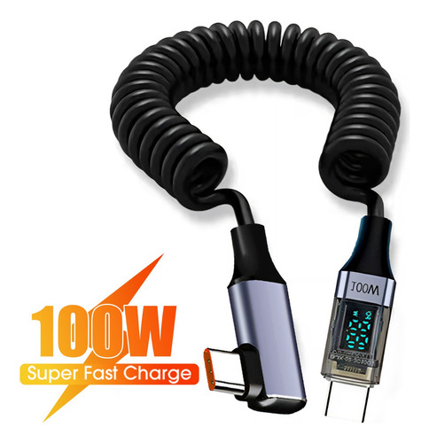 Cable De Datos De Resorte Usb C A Tipo C, Cables De Carga De