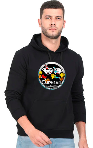 Polerón Canguro Unisex Videojuego Cuphead Fondo Negro