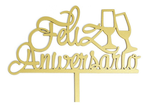 Letrero Pastel Cake Topper Aniversario Gold | MercadoLibre