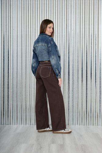 Pantalon Cenitho Wide Leg Chocolate Clasico Rigido