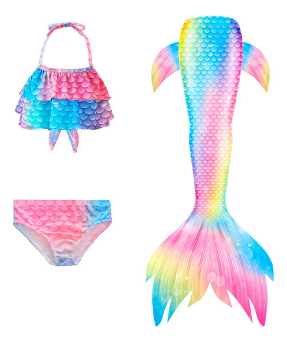 Children's Mermaid Tail Swimsuit Three-piece Set