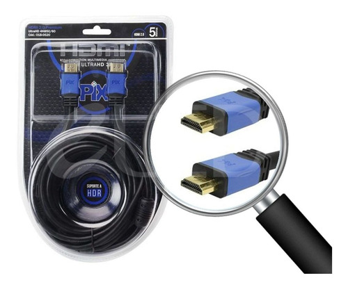 Imagem 1 de 4 de Cabo Hdmi Premium 2.0 4k Hdr 19p 5 Metros C/filtro 018-0520