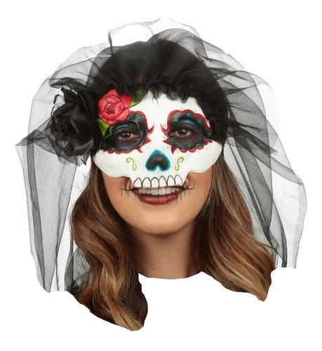 Máscara Catrina Velo Día De Muertos: Colored 11 Halloween Color Negro Día de muertos