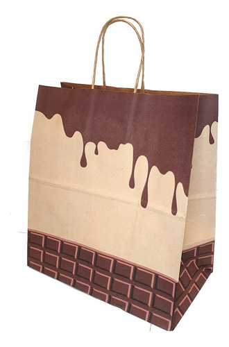 Sacola De Papel Calda Chocolate - 23,5x13,5x25cm 10un - Wma