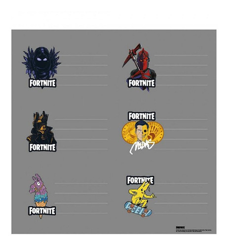 Etiquetas Escolares Fortnite Paquete X12 Mooving