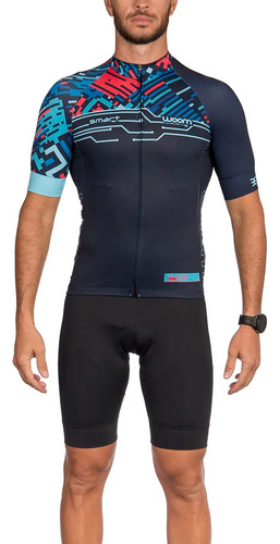 Camisa Ciclismo Woom Smart Data Blue - Masculino - Tamanhos