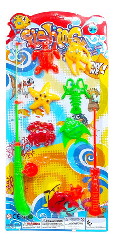 Set Juguete Caña De Pescar Fishing Con 5 Peces 72816