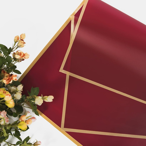 Papel De Regalo Con Flores (20 Hojas) - Rojo Vino
