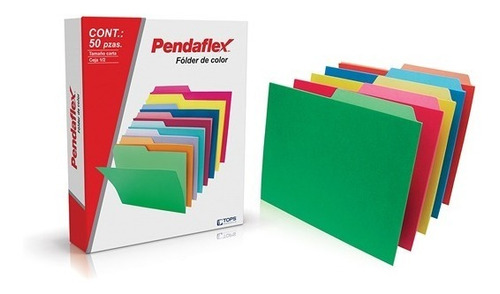 Folder Papel Carta Pendaflex 1/2 Ceja Color Surtido C/50 Pzs