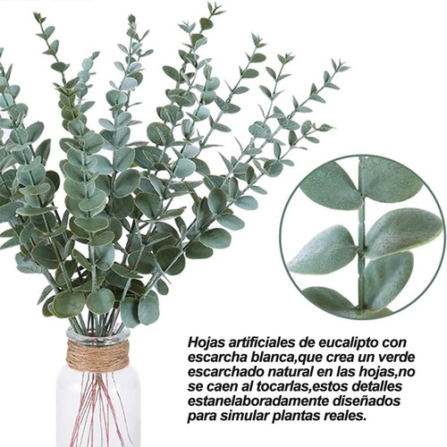 24 Piezas Tallos De Eucalipto Decoración Hojas Artificiales