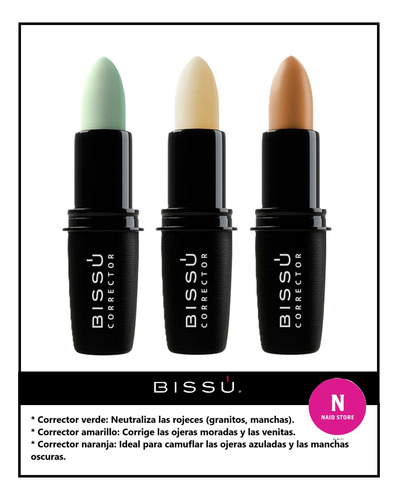 Set Pack Kit Corrector En Barra Bissú 3 Tonos Maquillaje